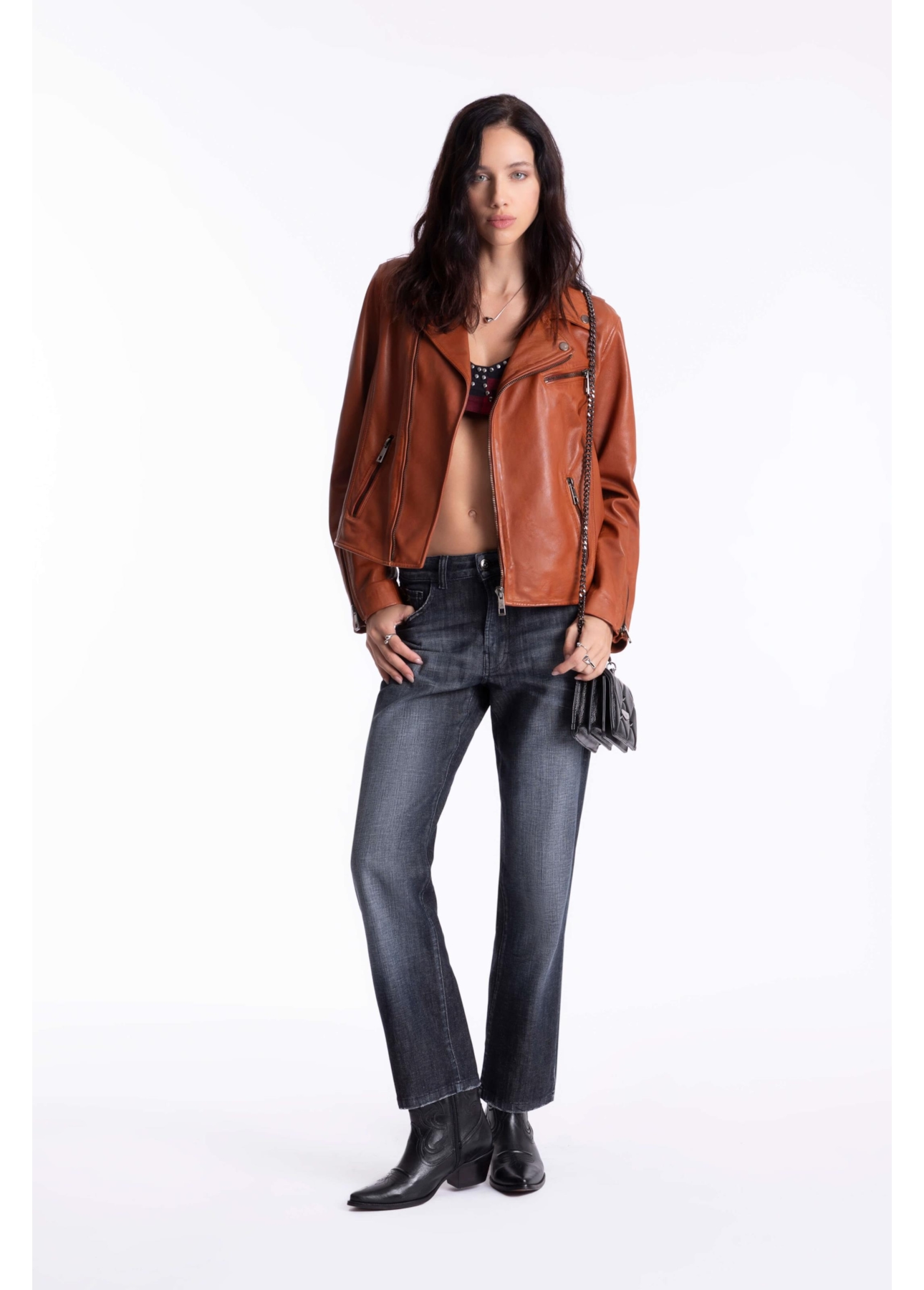 Jaqueta Leather Perfecto Signature Caramelo