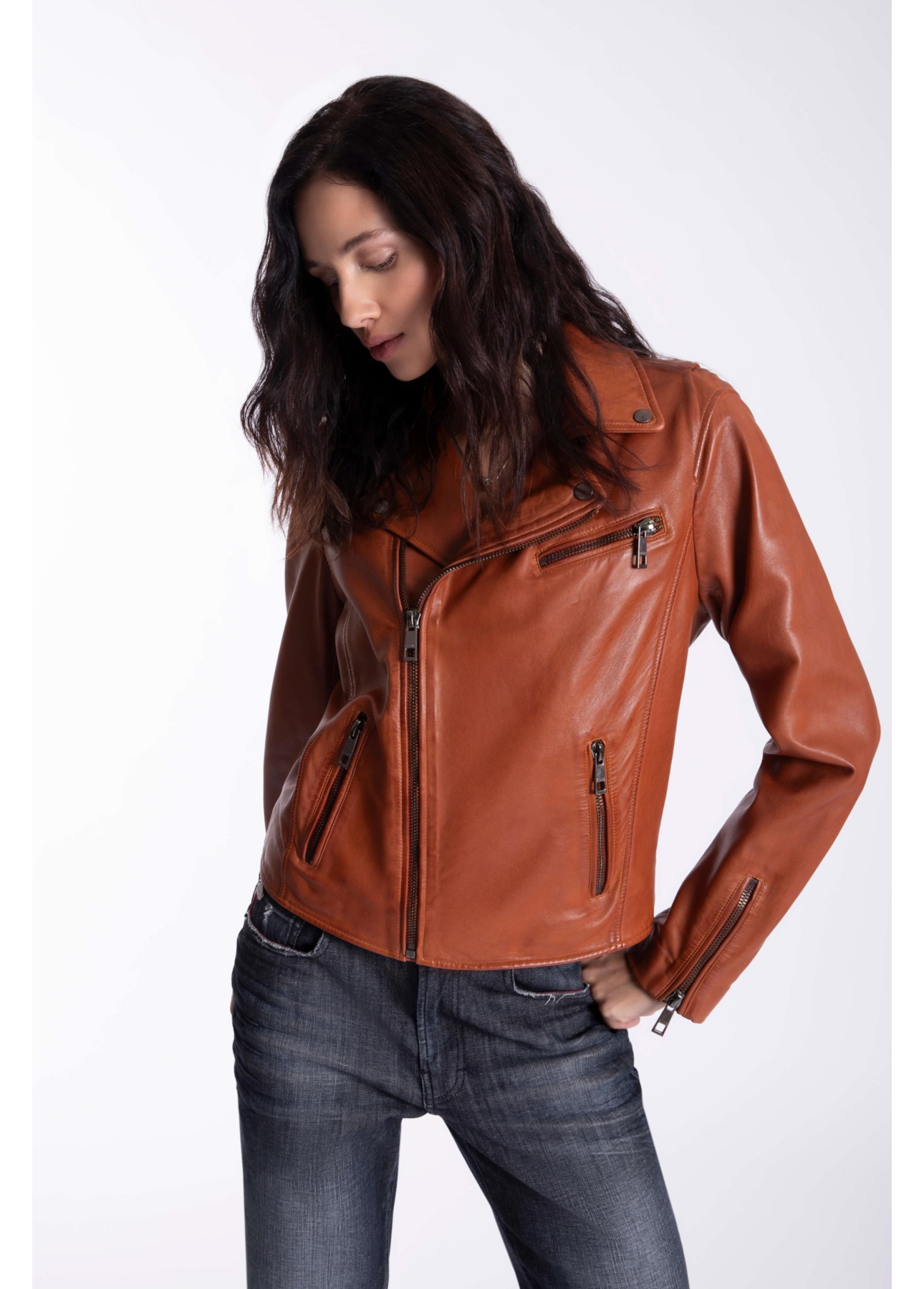 Jaqueta Leather Perfecto Signature Caramelo