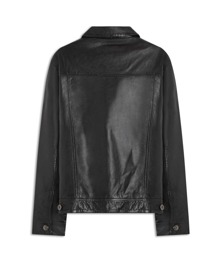 Jaqueta Leather Trucker Ellus Preto