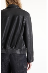 Jaqueta Nat Leather Bomber Ribbed Preto