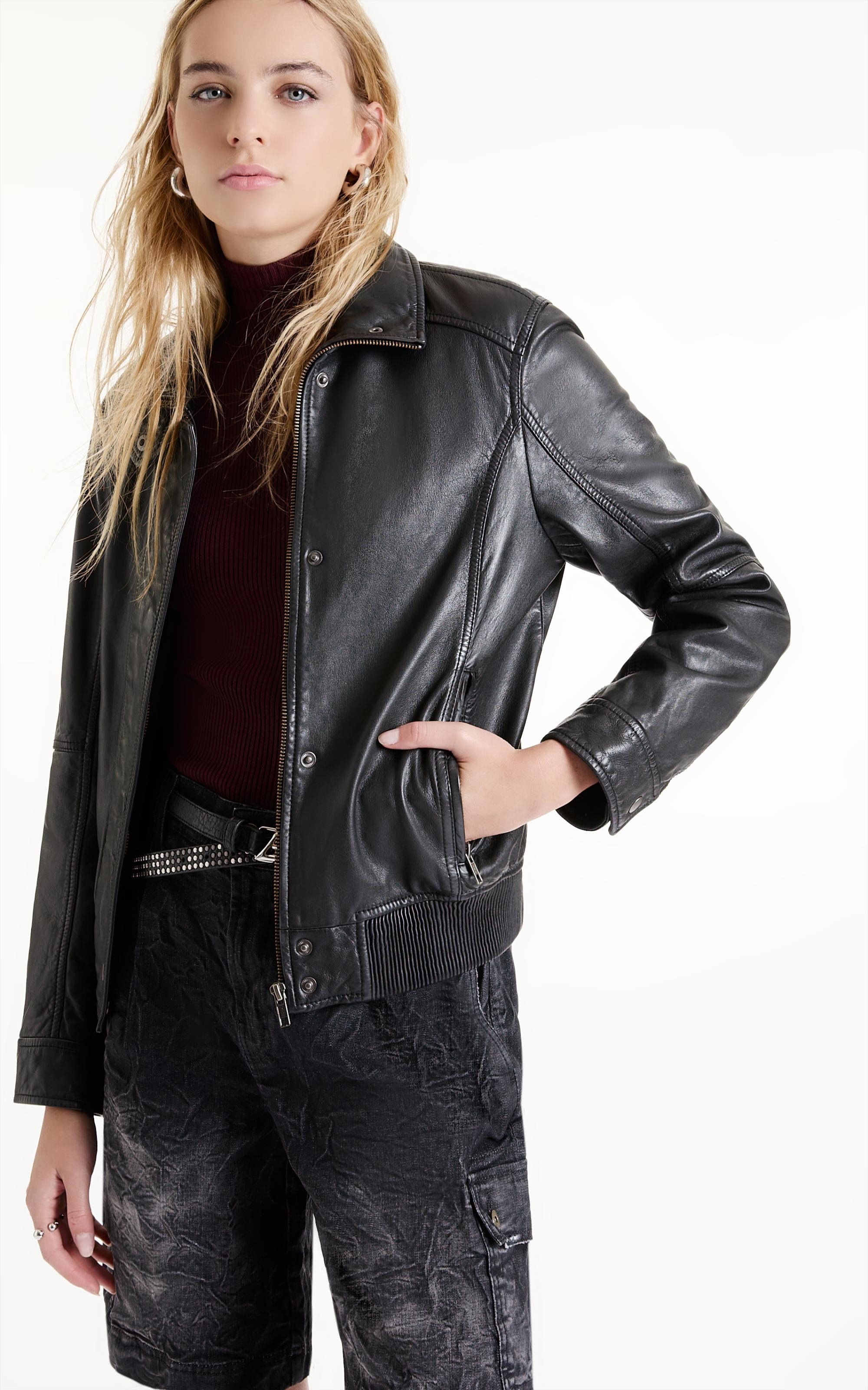 Jaqueta Vegan leather Aged Bomber Preto