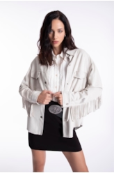 Jaqueta Nobu Press Buttom Fringes Caqui