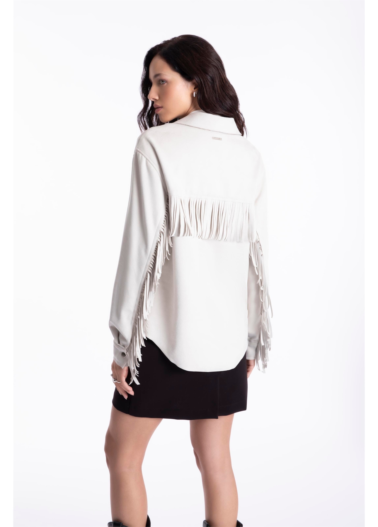 Jaqueta Nobu Press Buttom Fringes Caqui