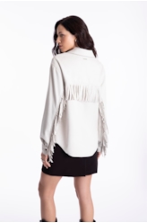 Jaqueta Nobu Press Buttom Fringes Caqui