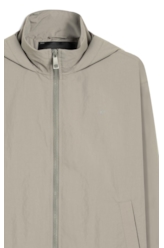 Jaqueta Nylon Crinkle Bomber Hidden Hood Cinza Claro
