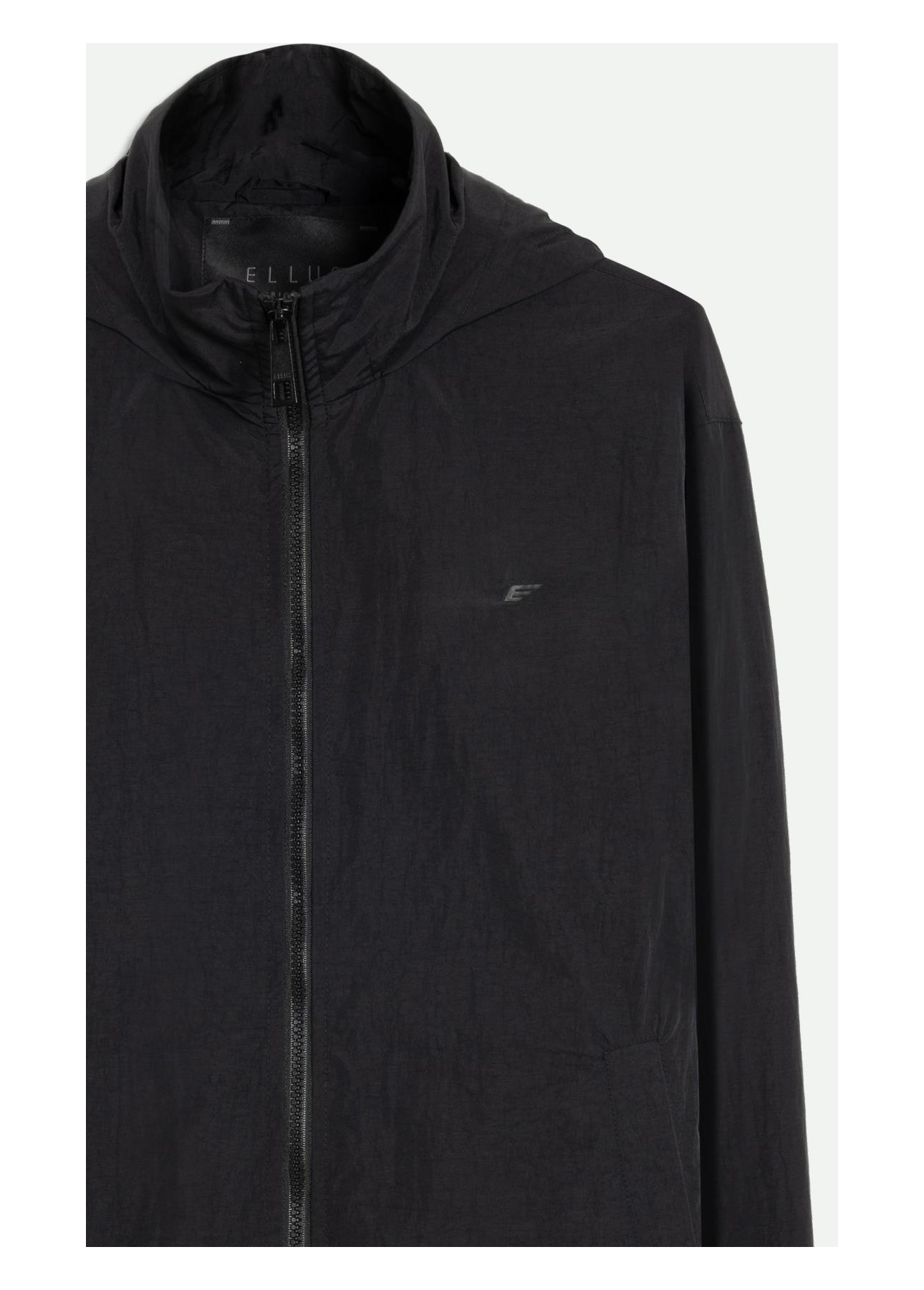 Jaqueta Nylon Crinkle Bomber Hidden Hood Preto