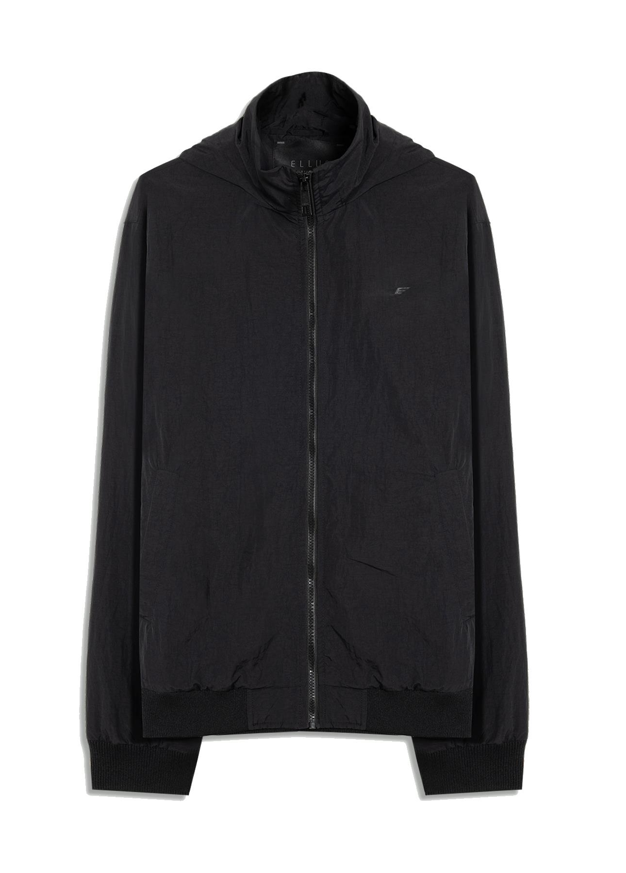 Jaqueta Nylon Crinkle Bomber Hidden Hood Preto