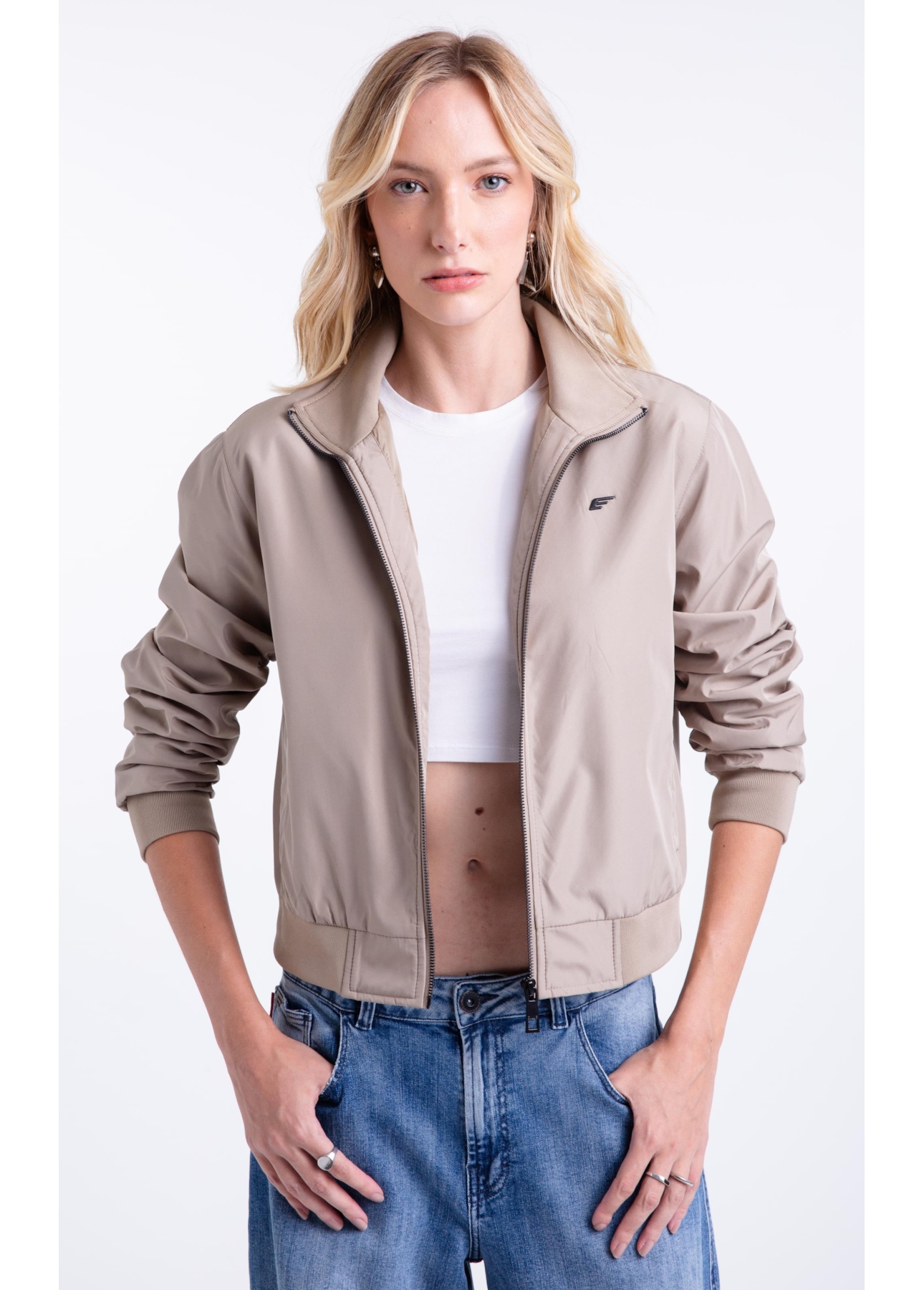 Jaqueta Nylon Padding Bomber Caqui                                   