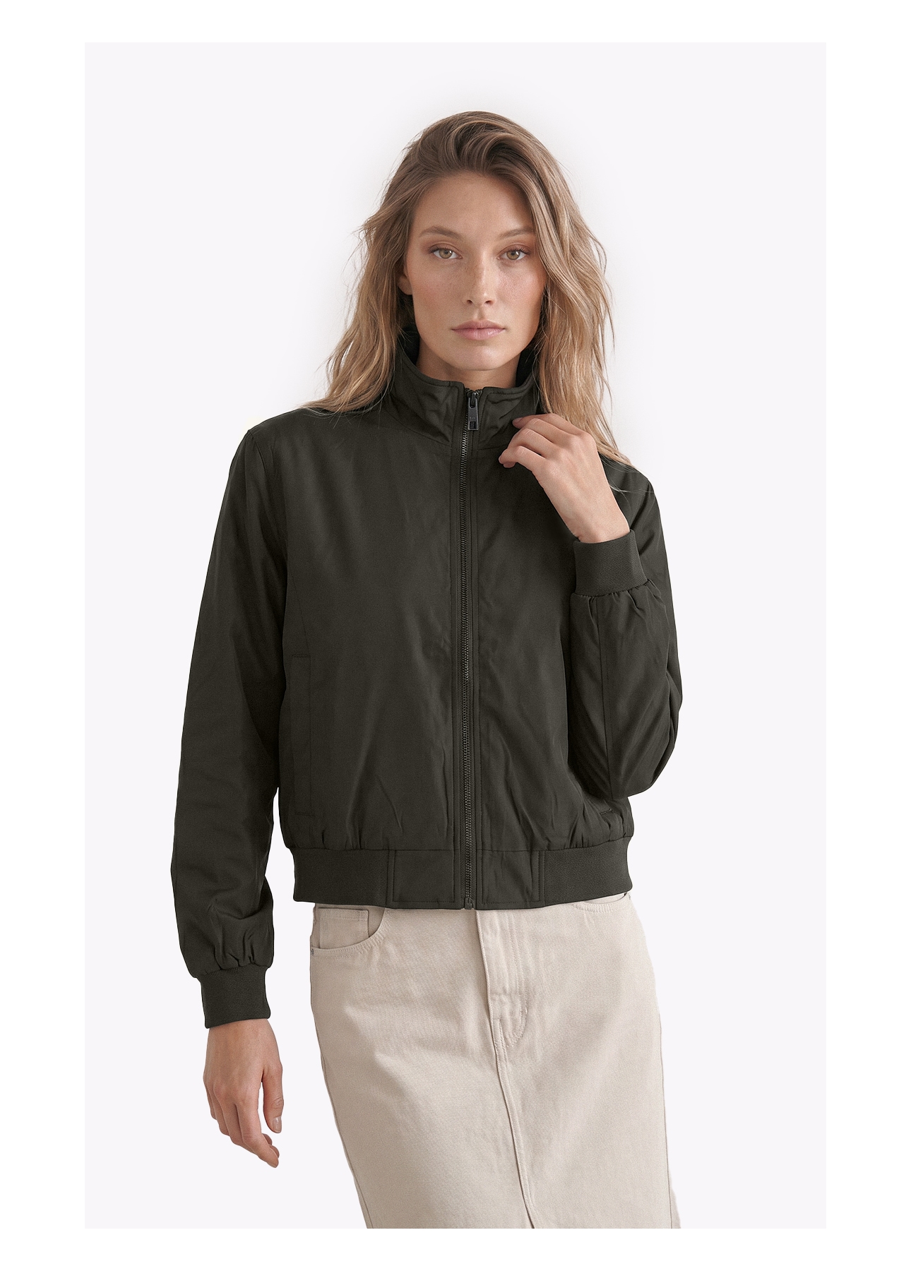 Jaqueta Nylon Padding Bomber  Tabaco