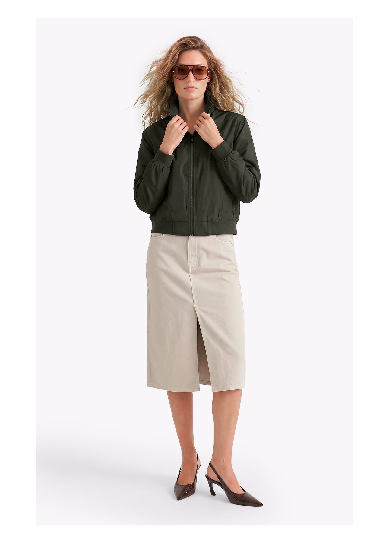 Jaqueta Nylon Padding Bomber  Tabaco