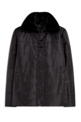 Jaqueta Nylon Ribbon Fur Collar Preto