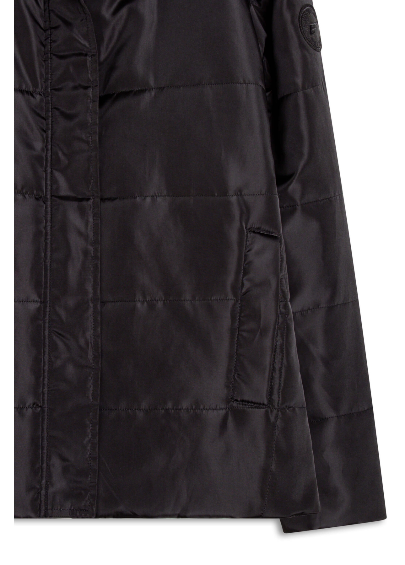 Jaqueta Nylon Ribbon Fur Collar Preto