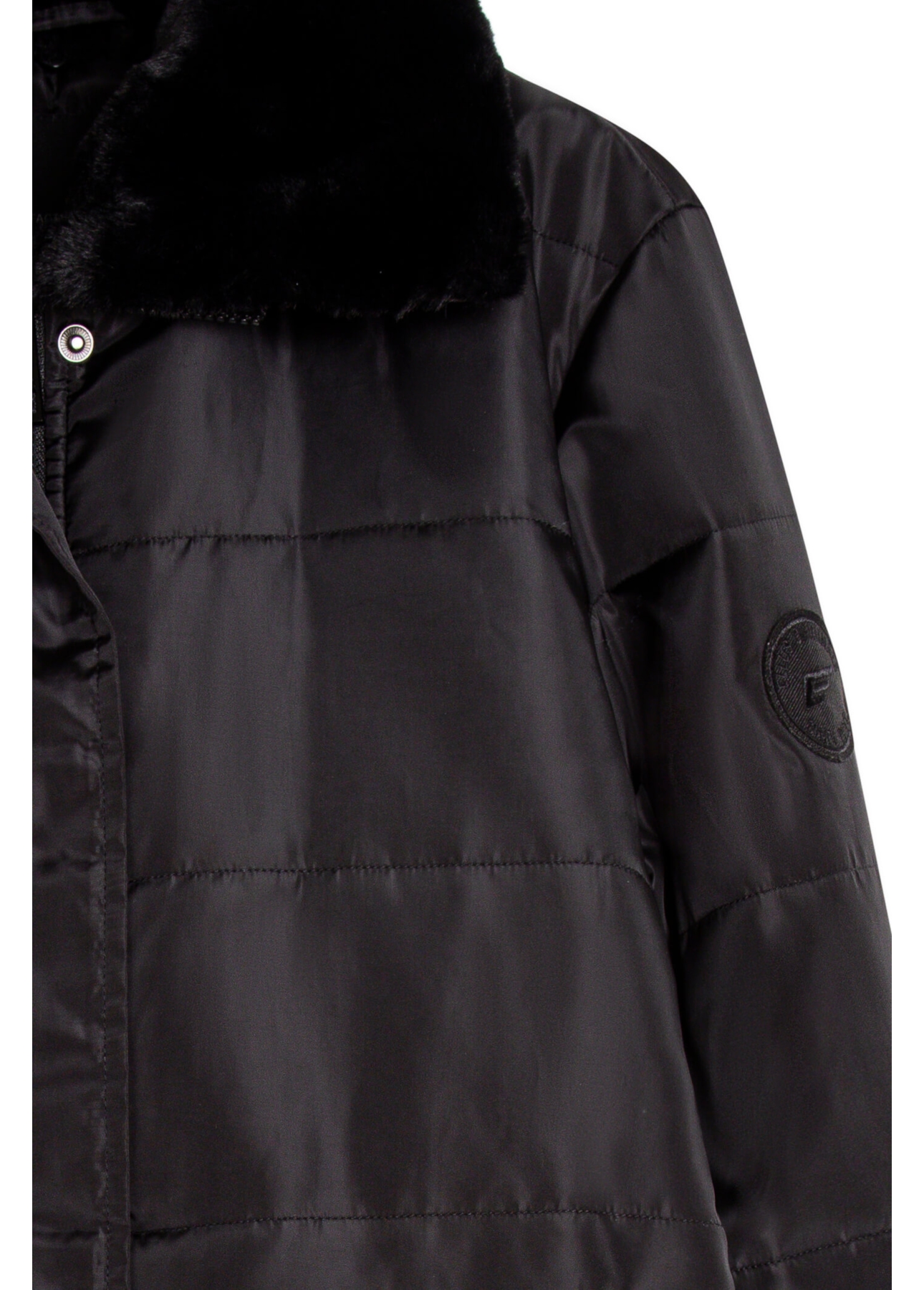 Jaqueta Nylon Ribbon Fur Collar Preto