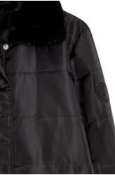 Jaqueta Nylon Ribbon Fur Collar Preto