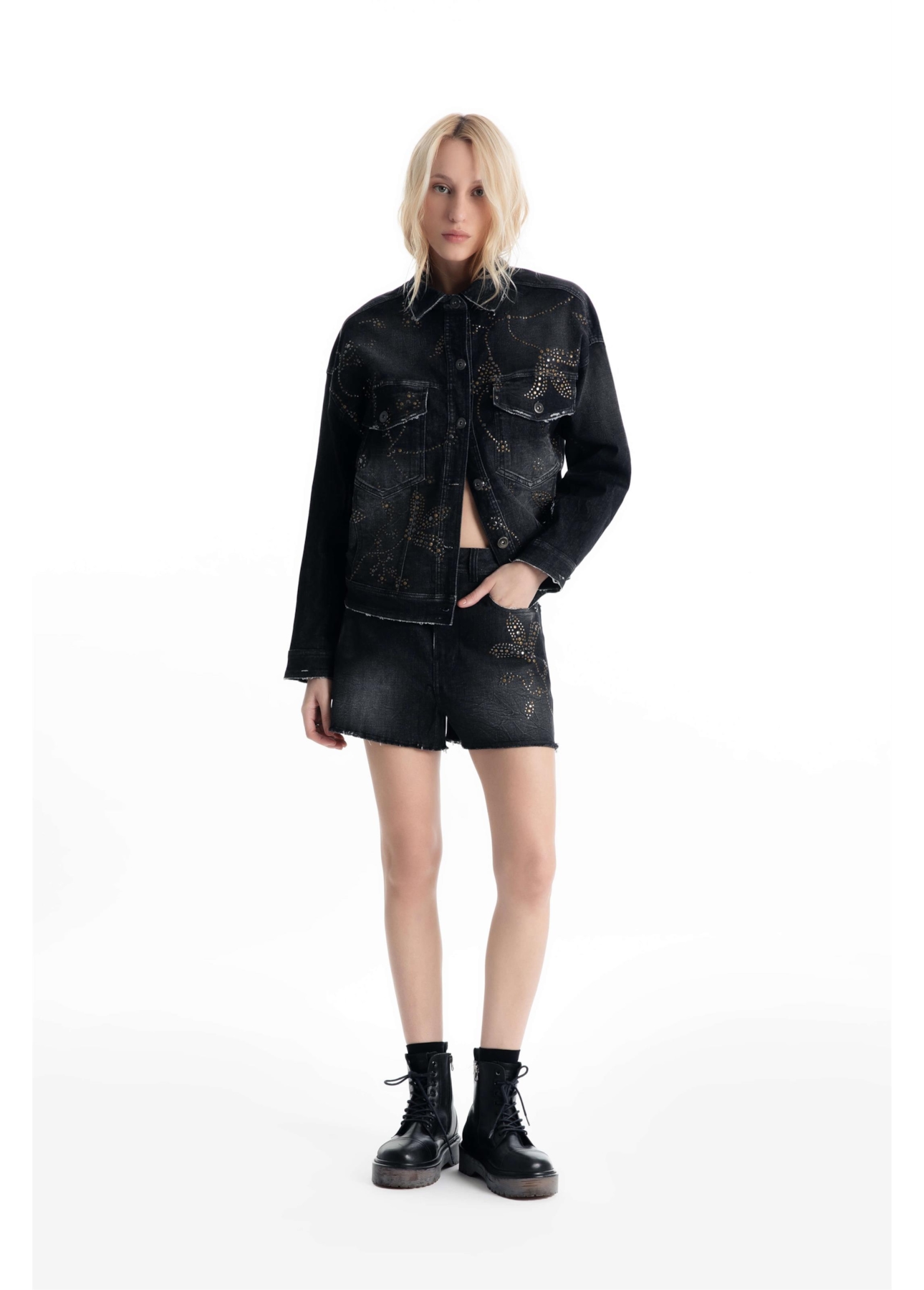 Jaqueta Ocean Elastic Oversized 2083-Lav.Black C/ Resina