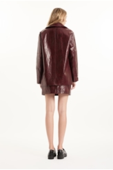 Jaqueta Overcoat Vegan Leather Bordeaux