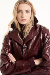 Jaqueta Overcoat Vegan Leather Bordeaux