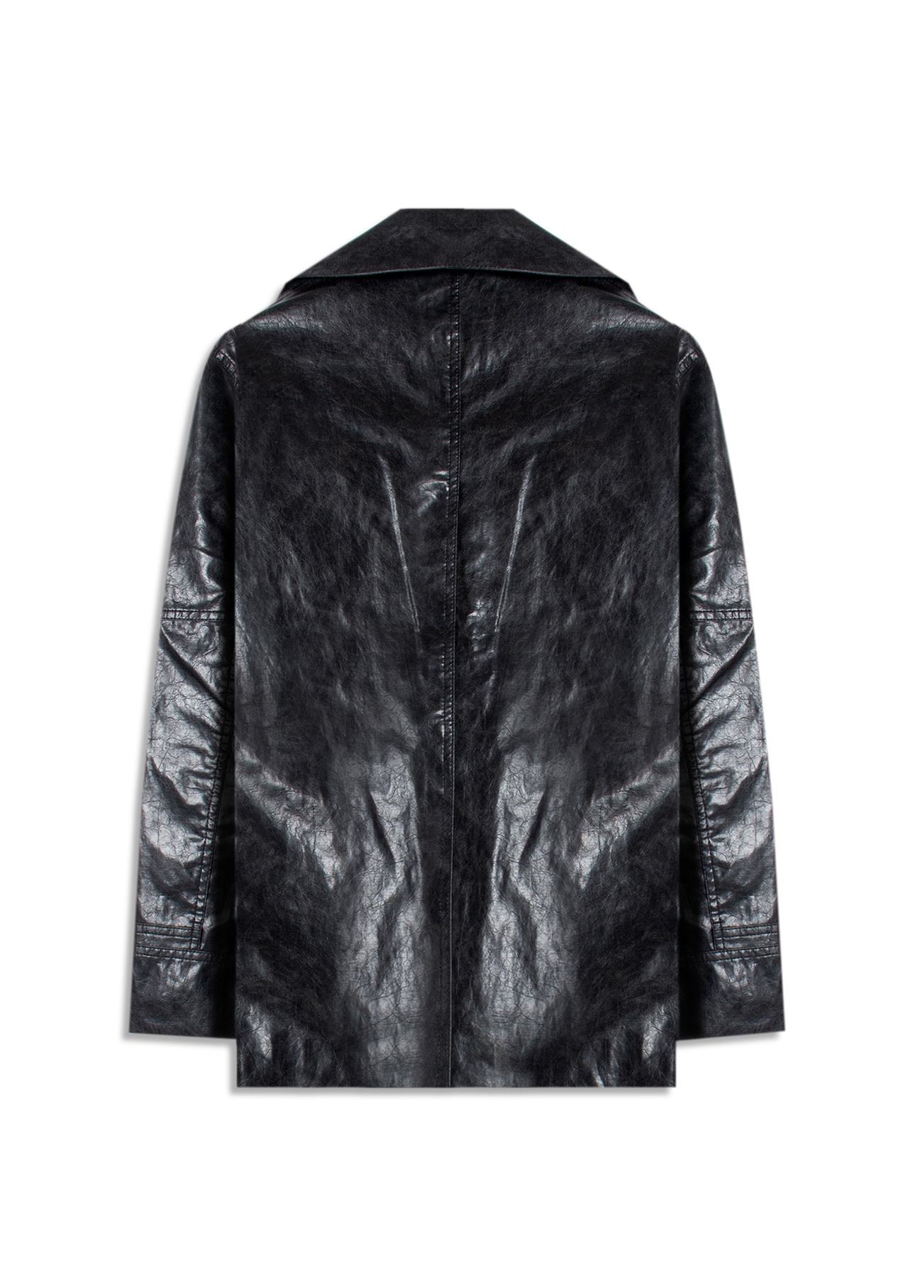 Jaqueta Overcoat Vegan Leather Preto