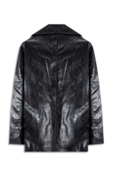 Jaqueta Overcoat Vegan Leather Preto