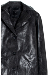 Jaqueta Overcoat Vegan Leather Preto