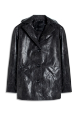 Jaqueta Overcoat Vegan Leather Preto