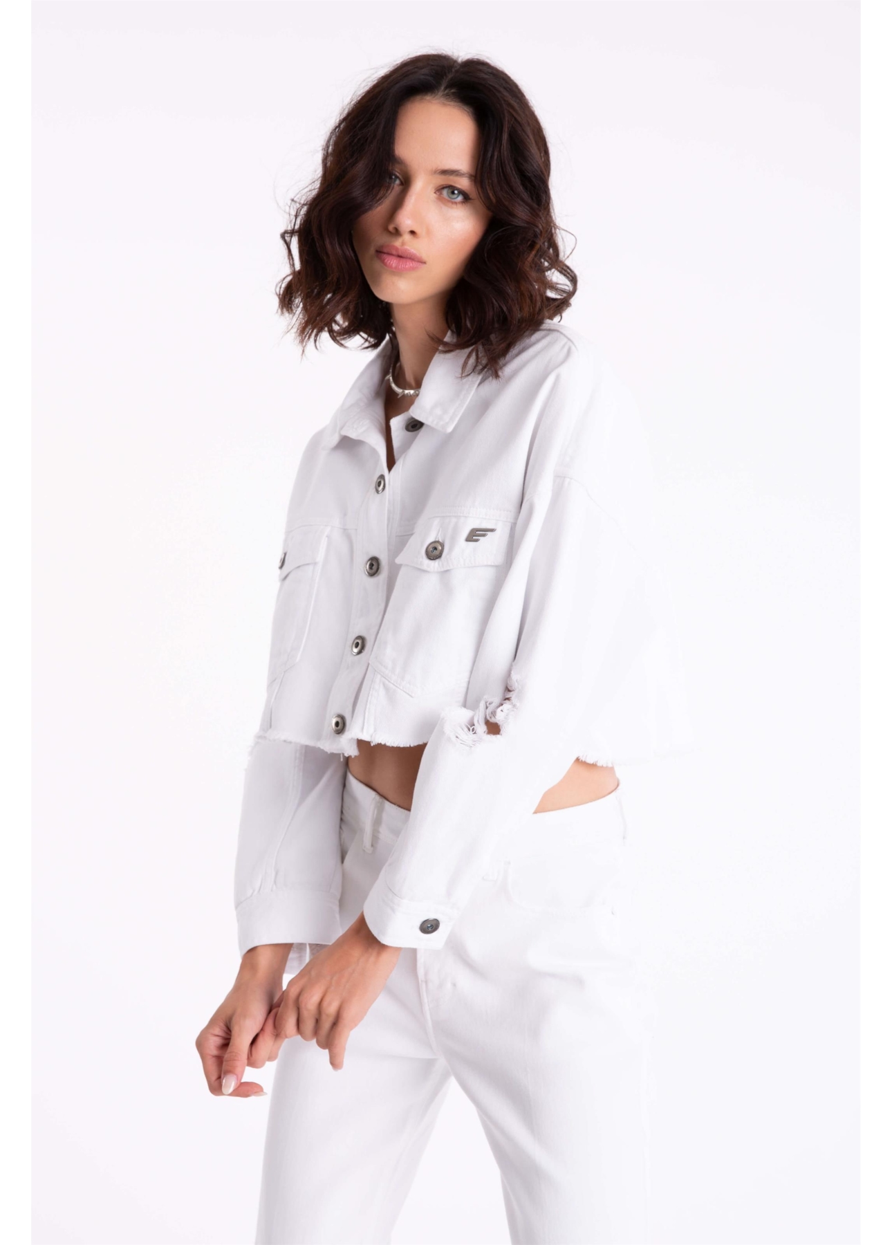 Jaqueta Oversized Destroyed Branco