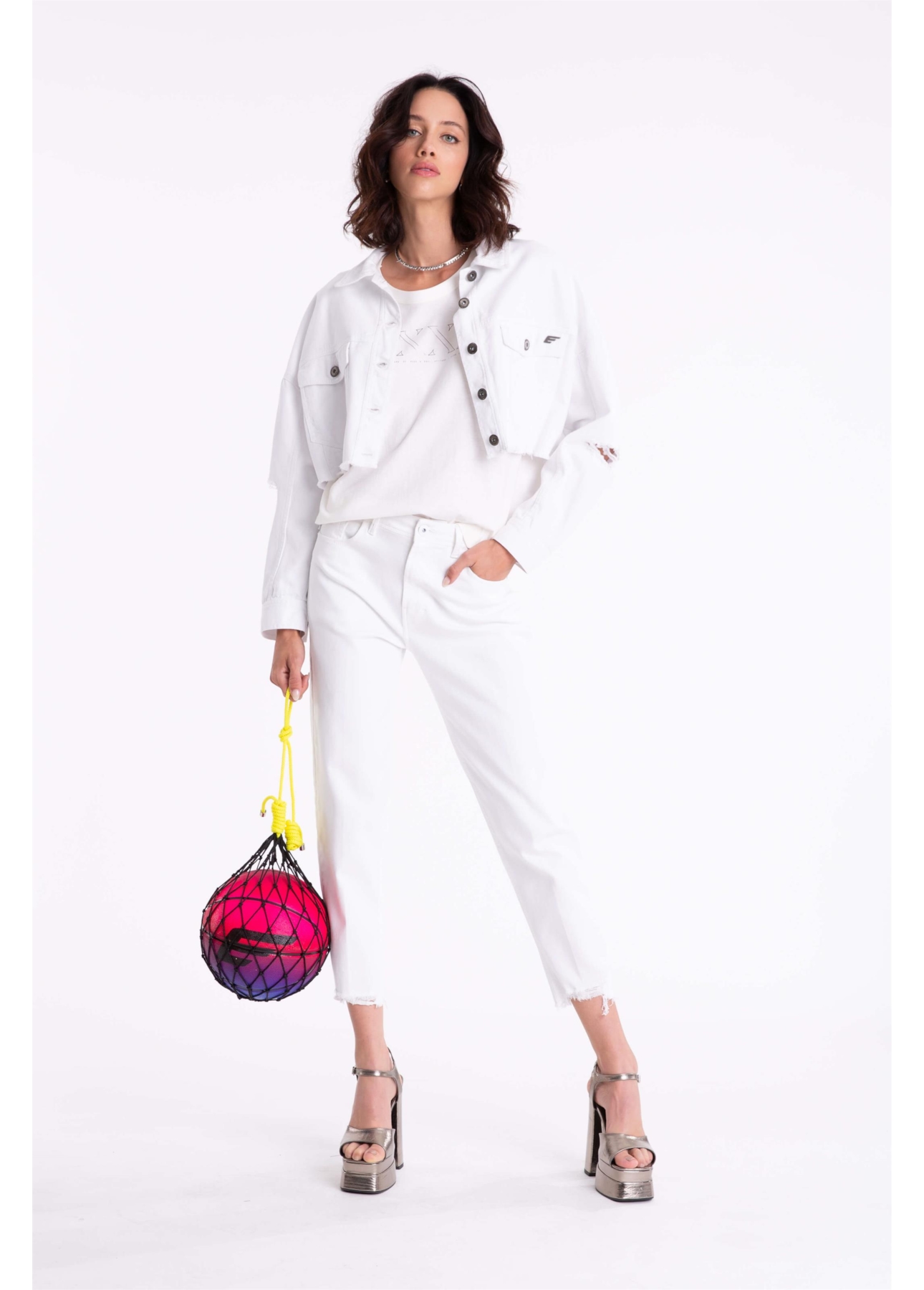 Jaqueta Oversized Destroyed Branco
