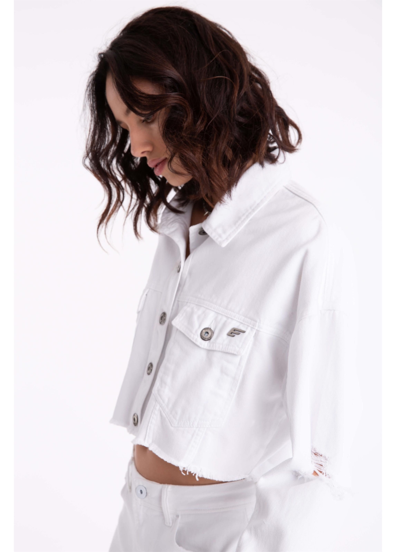 Jaqueta Oversized Destroyed Branco