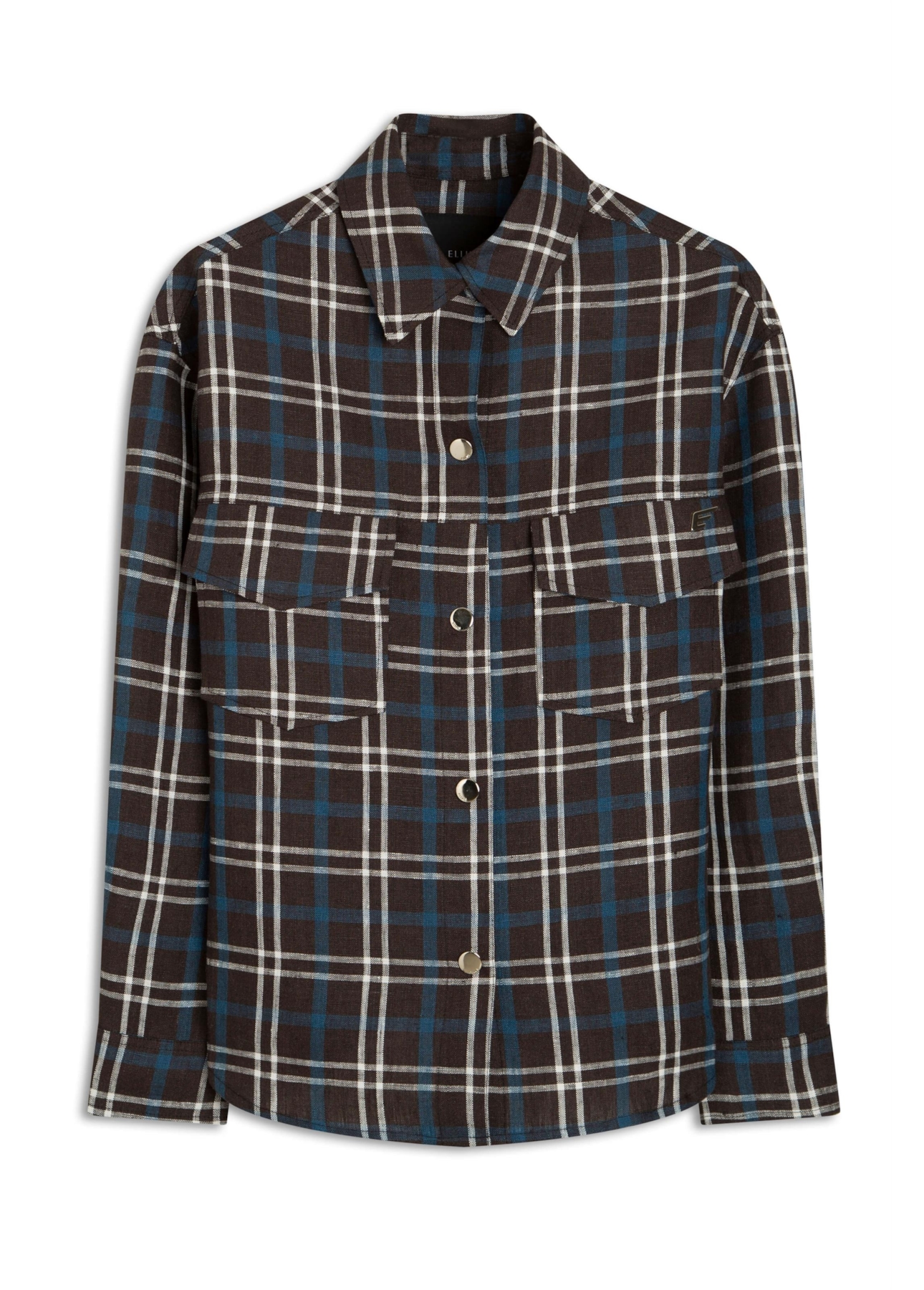 Jaqueta Plaid Vintage Press Buttons Preto
