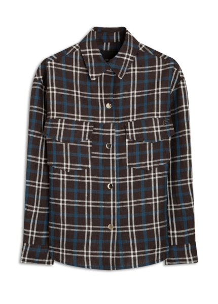 Jaqueta Plaid Vintage Press Buttons Preto