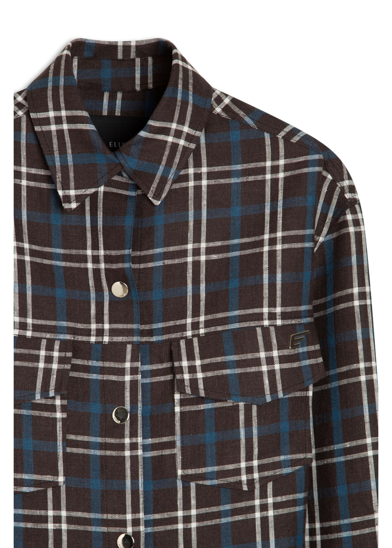 Jaqueta Plaid Vintage Press Buttons Preto