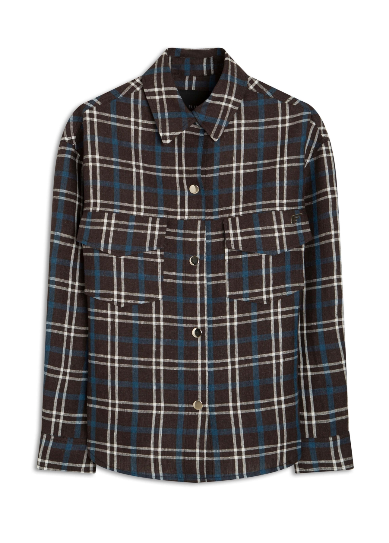 Jaqueta Plaid Vintage Press Buttons Preto
