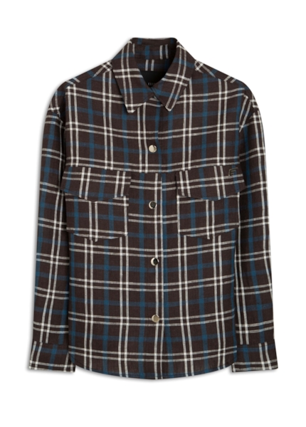 Jaqueta Plaid Vintage Press Buttons Preto