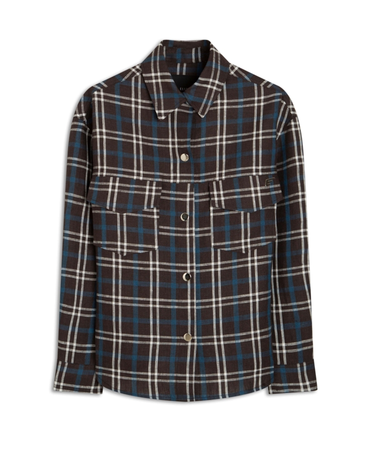 Jaqueta Plaid Vintage Press Buttons Preto