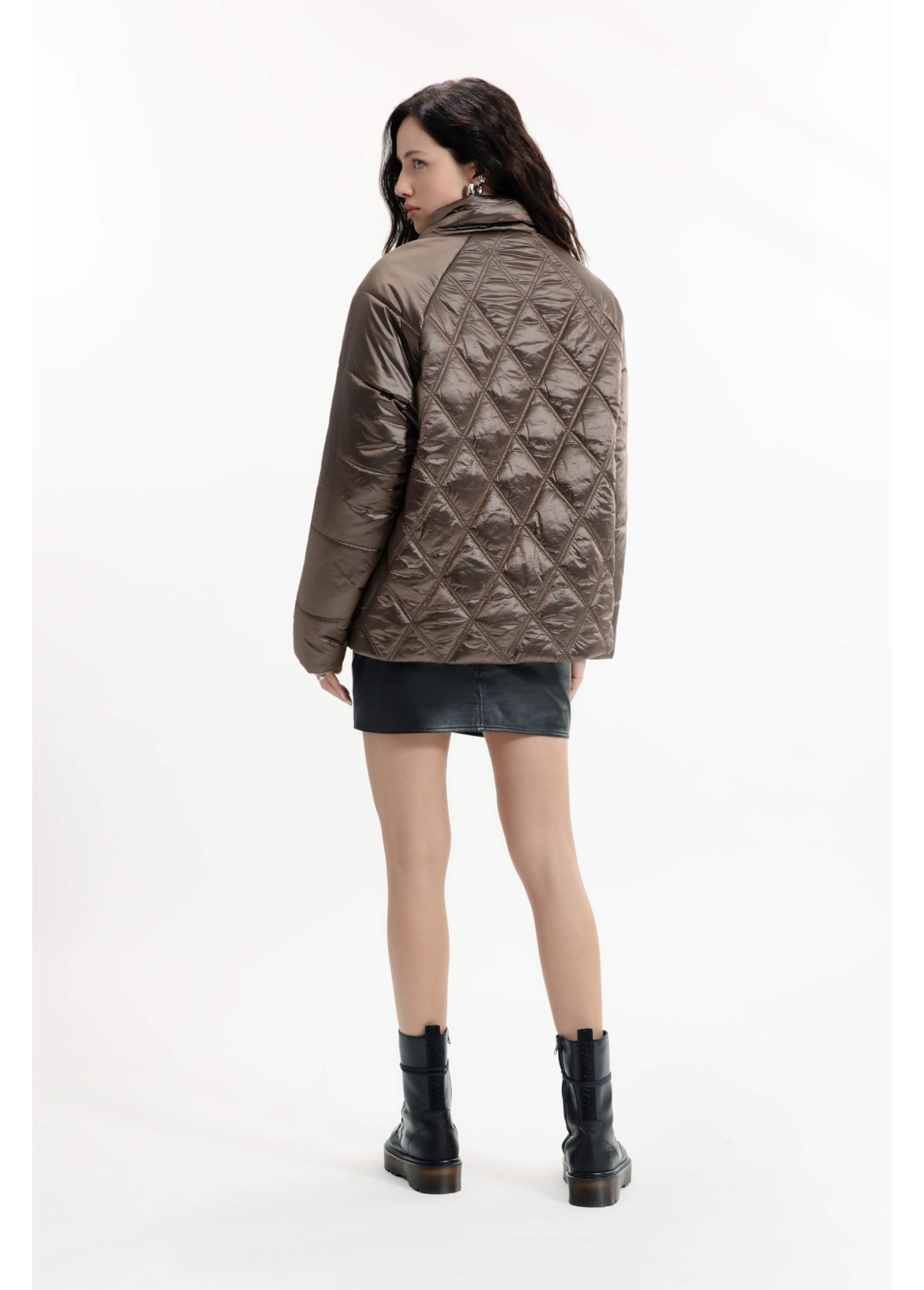 Jaqueta Puffer Metalic Raglan Bronze