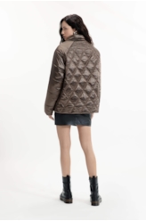 Jaqueta Puffer Metalic Raglan Bronze