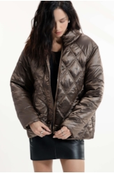 Jaqueta Puffer Metalic Raglan Bronze
