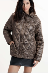 Jaqueta Puffer Metalic Raglan Bronze