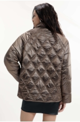 Jaqueta Puffer Metalic Raglan Bronze