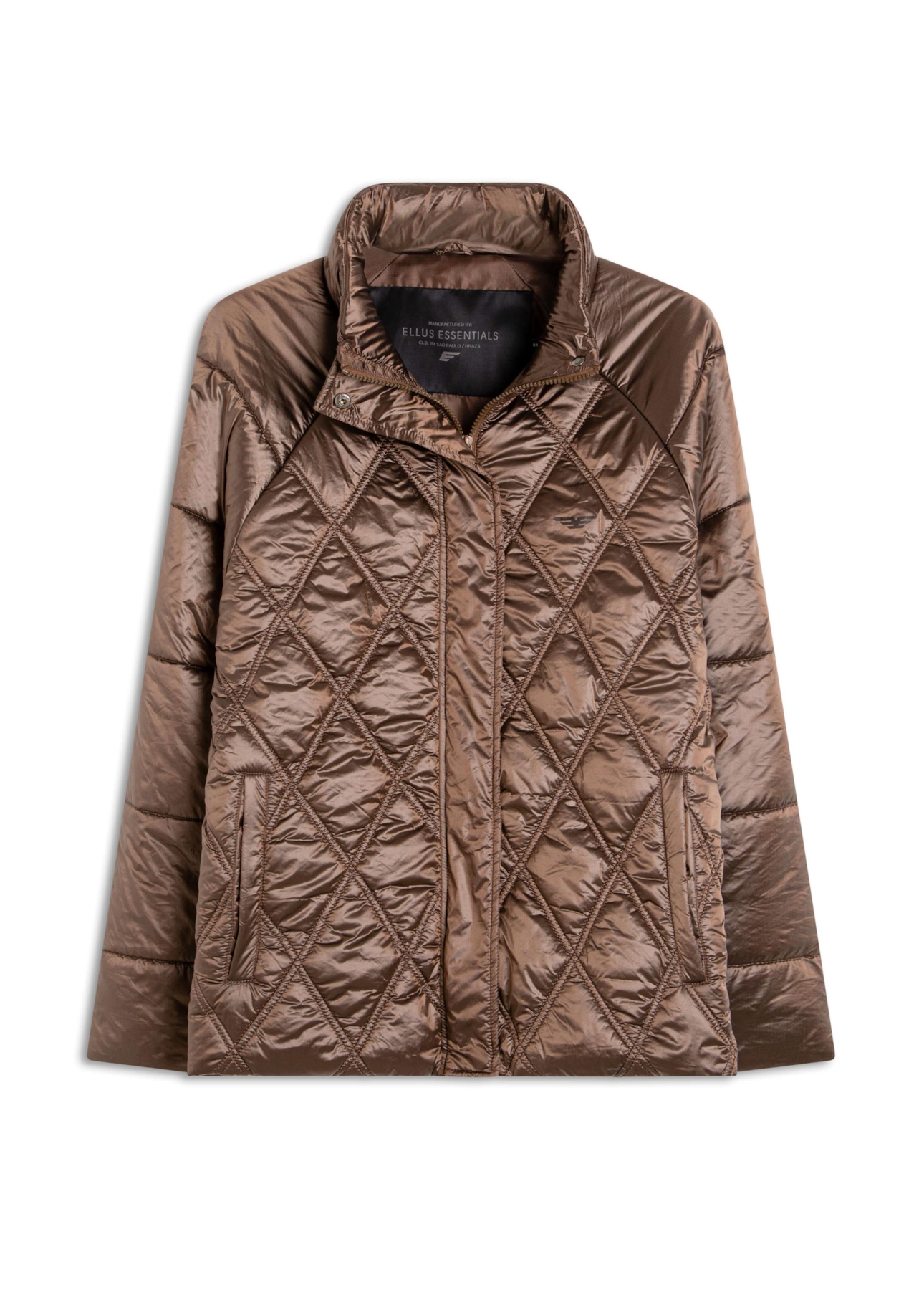 Jaqueta Puffer Metalic Raglan Bronze