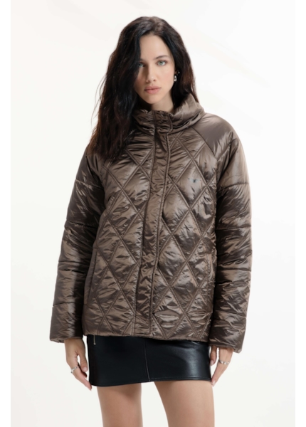 Jaqueta Puffer Metalic Raglan Bronze
