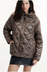 Jaqueta Puffer Metalic Raglan Bronze