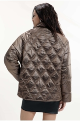 Jaqueta Puffer Metalic Raglan Bronze