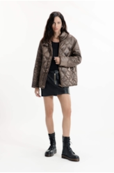 Jaqueta Puffer Metalic Raglan Bronze