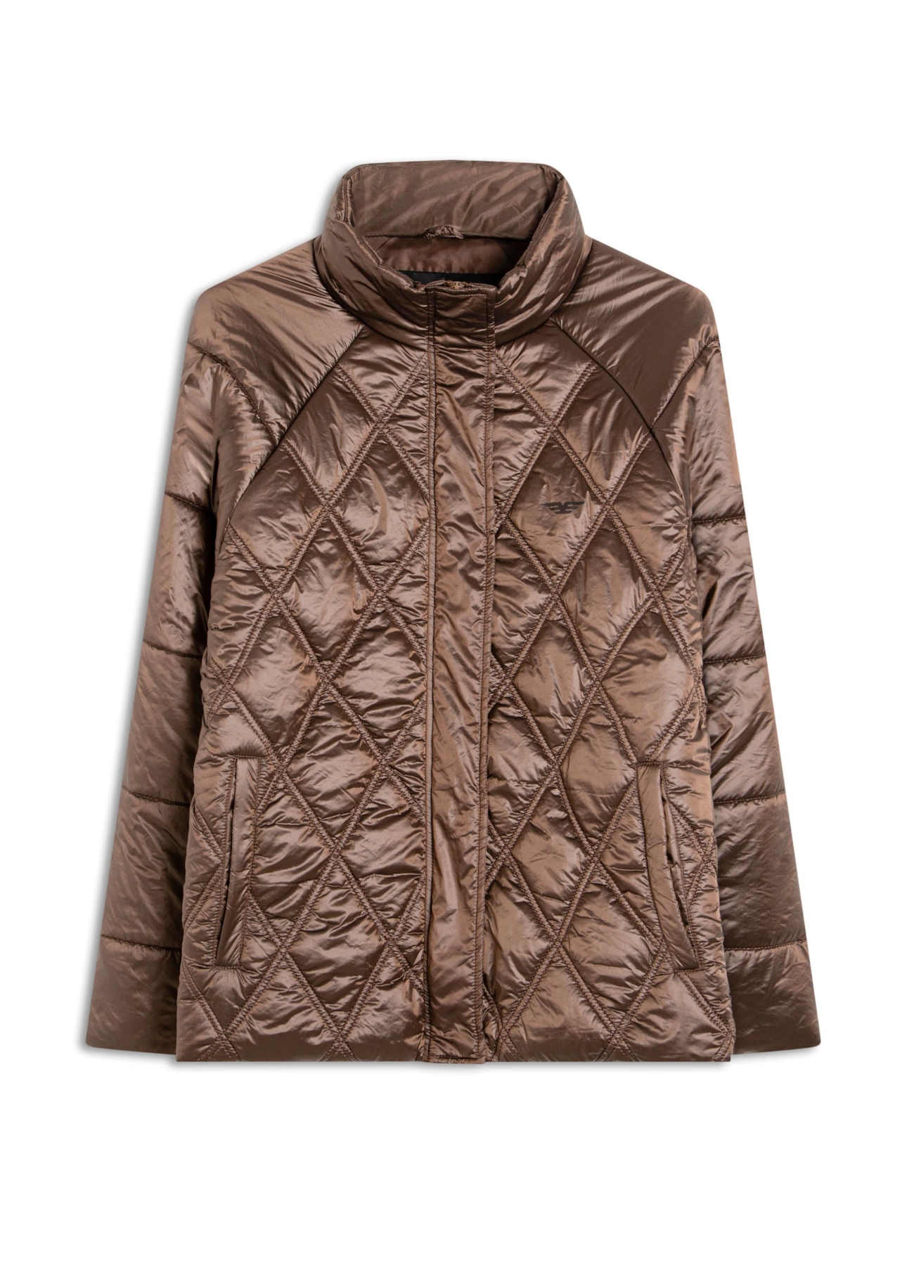 Jaqueta Puffer Metalic Raglan Bronze
