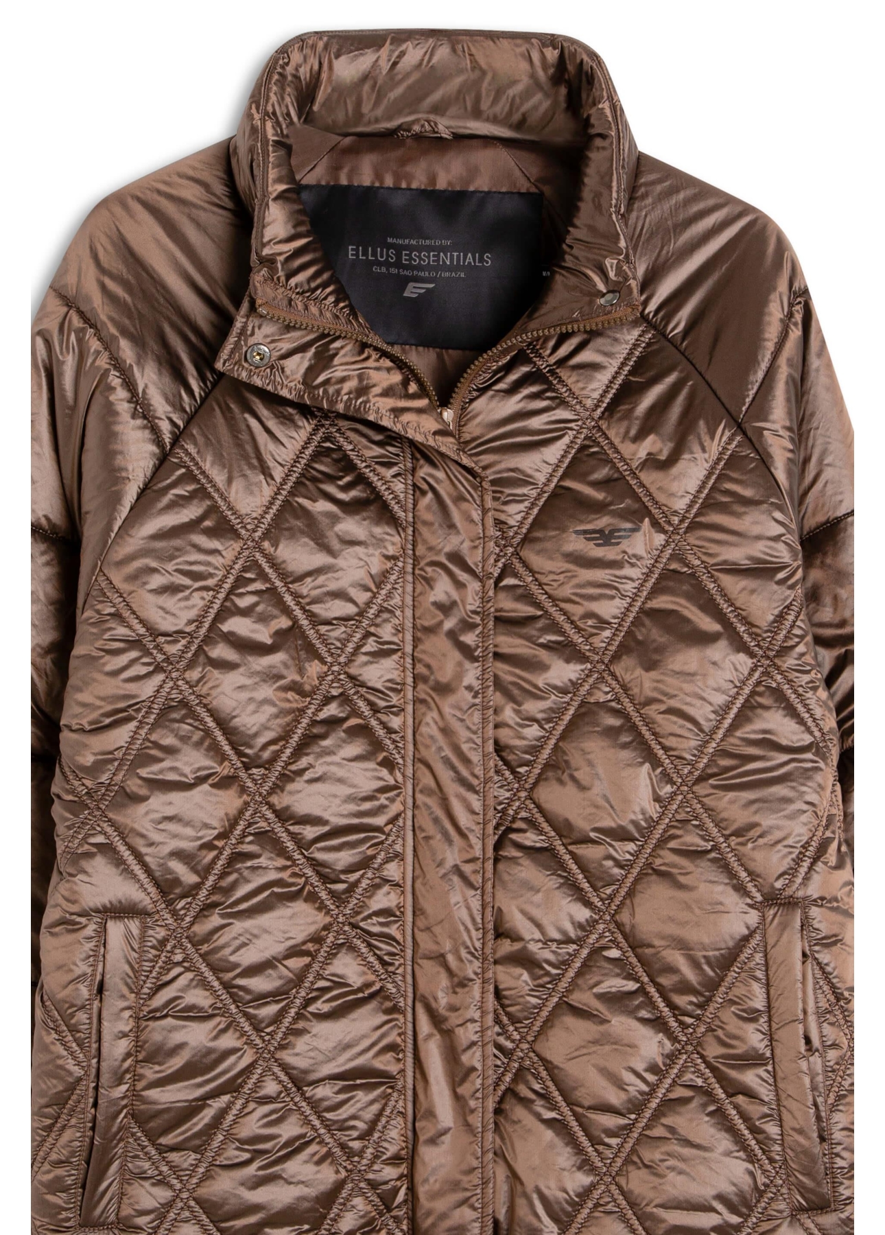 Jaqueta Puffer Metalic Raglan Bronze