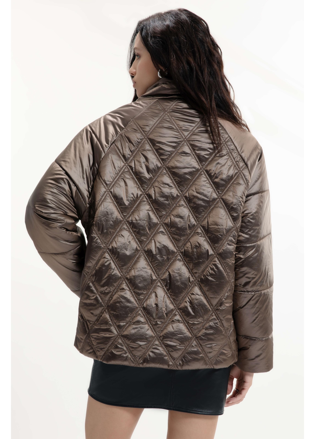 Jaqueta Puffer Metalic Raglan Bronze