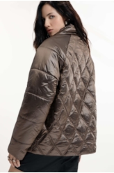 Jaqueta Puffer Metalic Raglan Bronze
