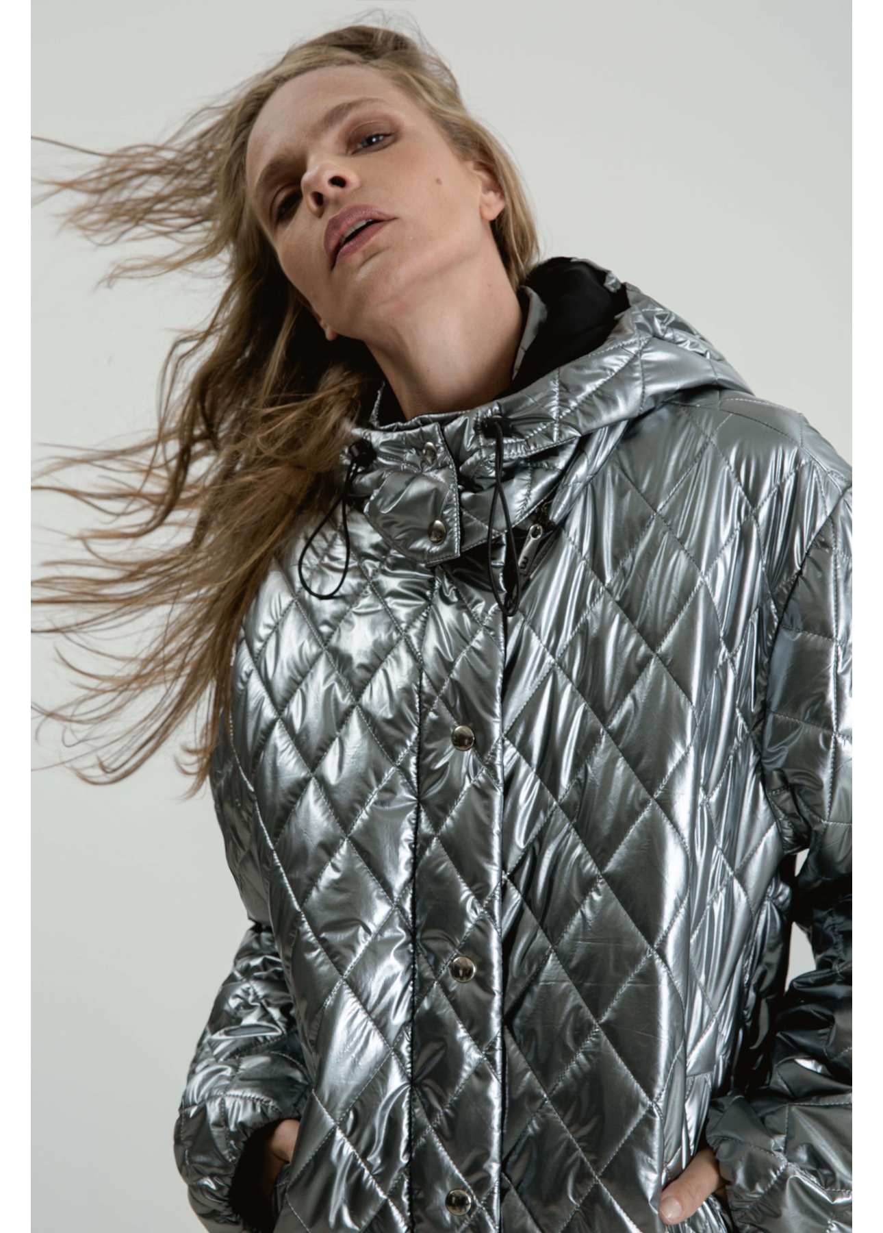 Jaqueta Puffer Ski Prata