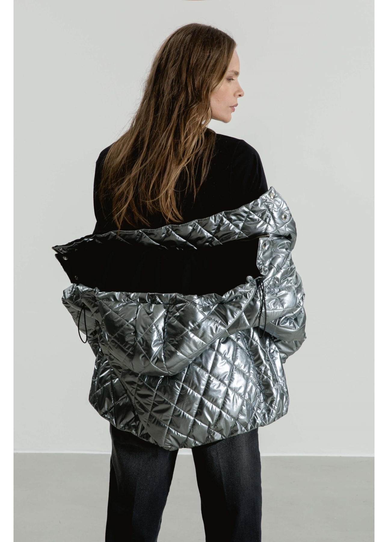 Jaqueta Puffer Ski Prata